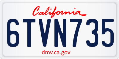 CA license plate 6TVN735