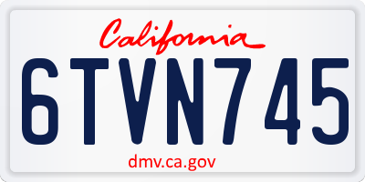 CA license plate 6TVN745