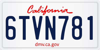 CA license plate 6TVN781