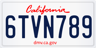 CA license plate 6TVN789