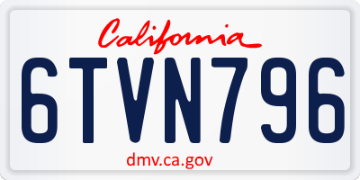 CA license plate 6TVN796