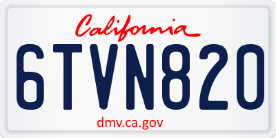 CA license plate 6TVN820
