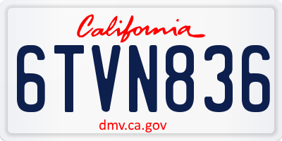 CA license plate 6TVN836