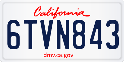CA license plate 6TVN843