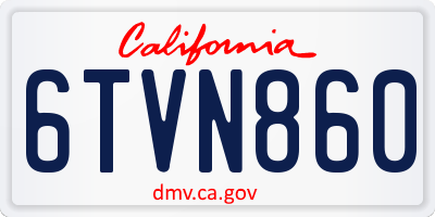 CA license plate 6TVN860