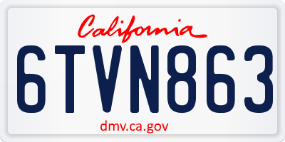 CA license plate 6TVN863