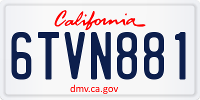 CA license plate 6TVN881