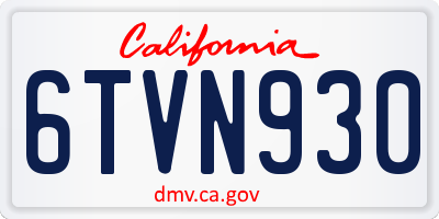 CA license plate 6TVN930