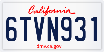 CA license plate 6TVN931