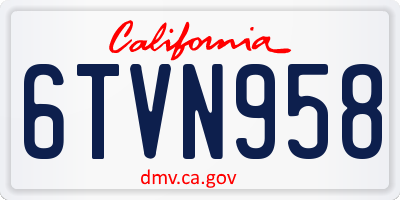 CA license plate 6TVN958