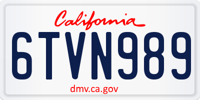 CA license plate 6TVN989