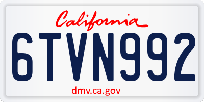 CA license plate 6TVN992