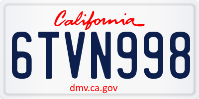 CA license plate 6TVN998