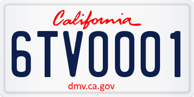 CA license plate 6TVO001