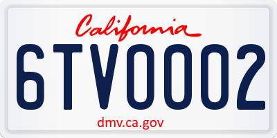 CA license plate 6TVO002