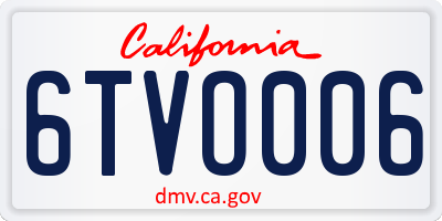 CA license plate 6TVO006