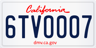 CA license plate 6TVO007