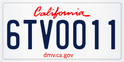 CA license plate 6TVO011