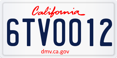 CA license plate 6TVO012