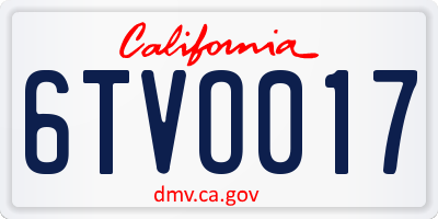CA license plate 6TVO017