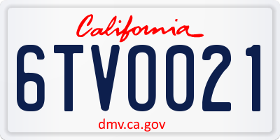CA license plate 6TVO021