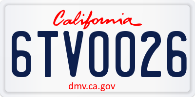 CA license plate 6TVO026