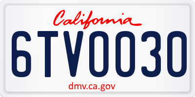 CA license plate 6TVO030
