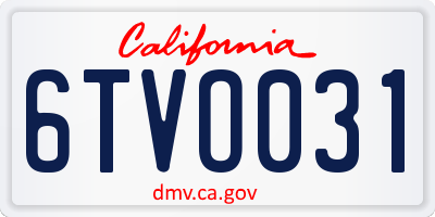 CA license plate 6TVO031