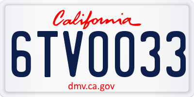 CA license plate 6TVO033