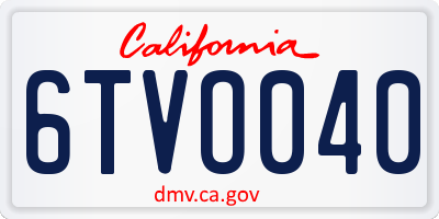 CA license plate 6TVO040