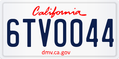 CA license plate 6TVO044