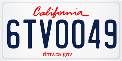 CA license plate 6TVO049