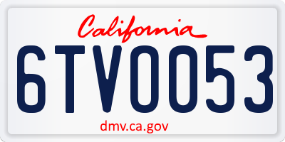 CA license plate 6TVO053