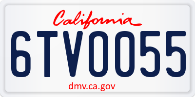 CA license plate 6TVO055