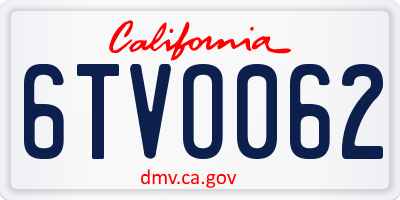 CA license plate 6TVO062