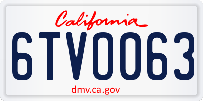 CA license plate 6TVO063