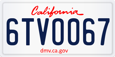 CA license plate 6TVO067