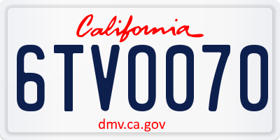 CA license plate 6TVO070