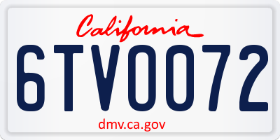 CA license plate 6TVO072