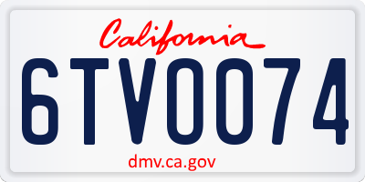 CA license plate 6TVO074