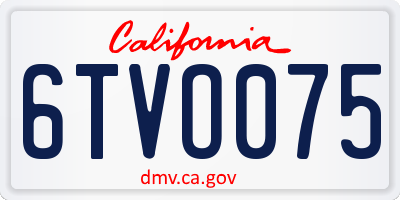 CA license plate 6TVO075
