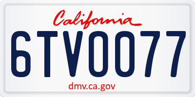 CA license plate 6TVO077