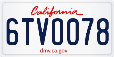 CA license plate 6TVO078