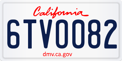 CA license plate 6TVO082