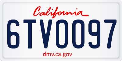 CA license plate 6TVO097