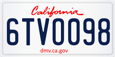 CA license plate 6TVO098