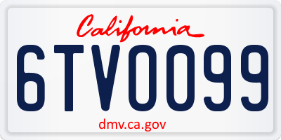 CA license plate 6TVO099