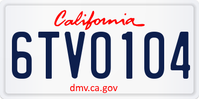 CA license plate 6TVO104