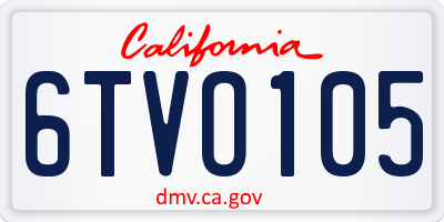 CA license plate 6TVO105