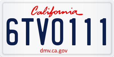 CA license plate 6TVO111